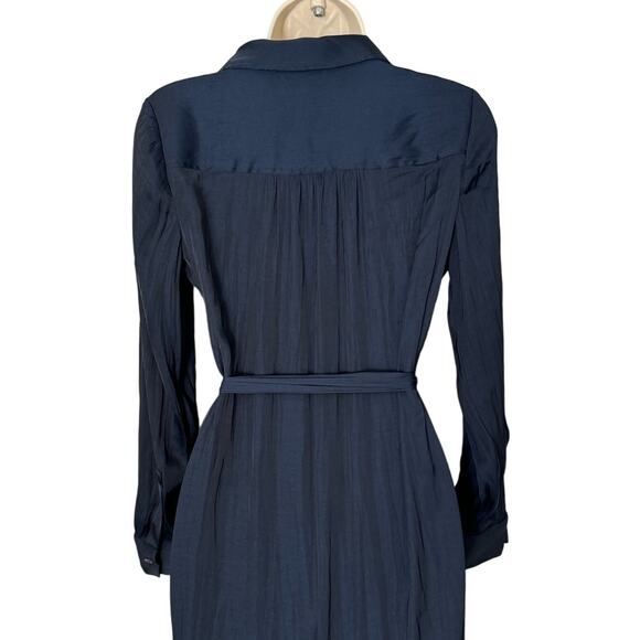 NWT Madewell Satin Button-Front Utility Shirtdress in Deep Indigo Size XXS - Picture 13 of 14